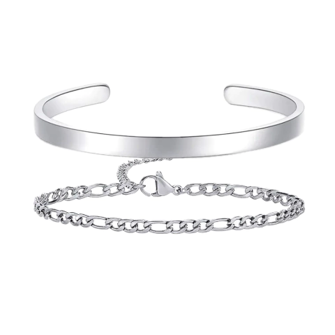 Combo Figaro Silver em Aço Inoxidável