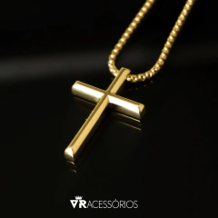 Colar Cruz Gold Corrente Aço Inox 316L - VR Acessórios | Loja online de Acessórios Masculinos
