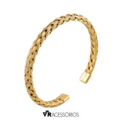 Bracelete Premium Trançado Gold em Aço Inoxidável - comprar online