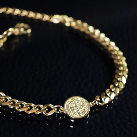 Pulseira São Bento Gold Aço Inoxidável 316L - comprar online