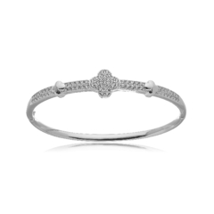 Bracelete Feminino Trevo Zircônias Silver - loja online