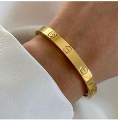 Imagem do Conjunto 2 Pulseiras Femininas Gold em Aço Inoxidável Ouro 18k