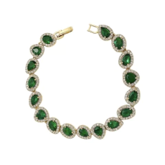 Pulseira Feminina Riviera Verde Esmeralda Folheada Ouro 18k - comprar online