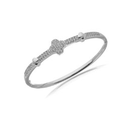 Bracelete Feminino Trevo Zircônias Silver - comprar online