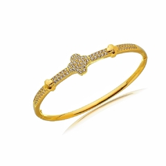 Bracelete Feminino Trevo Zircônias Gold - comprar online