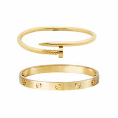 Kit Braceletes Gold em Aço Inoxidável