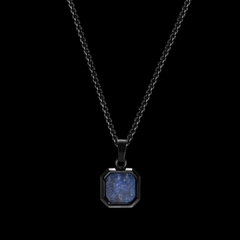 Colar Black Lápis Lazuli em Aço Inoxidável - (Corrente Elo Português) na internet