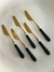 CUCHILLOS ACERO DORADO MANGO NEGRO (set x 6)