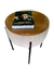 Puff Mônaco base de metal com mesa de apoio cor linho bege