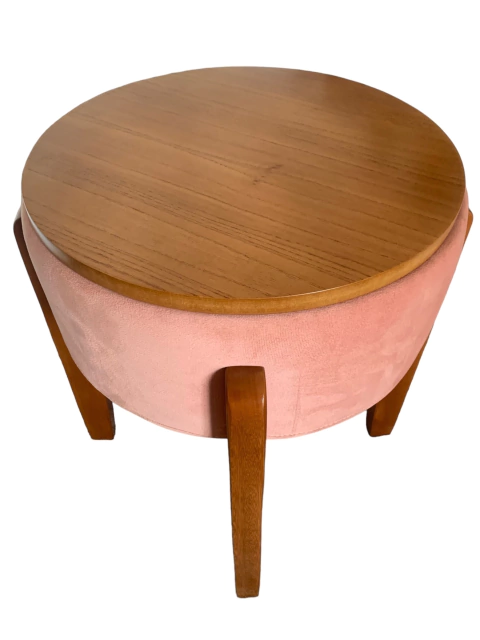 Puff Paris com mesa de apoio cor veludo rosê