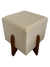 Puff quadrado luxo pés madeira maciça linho 40x40 bege - comprar online