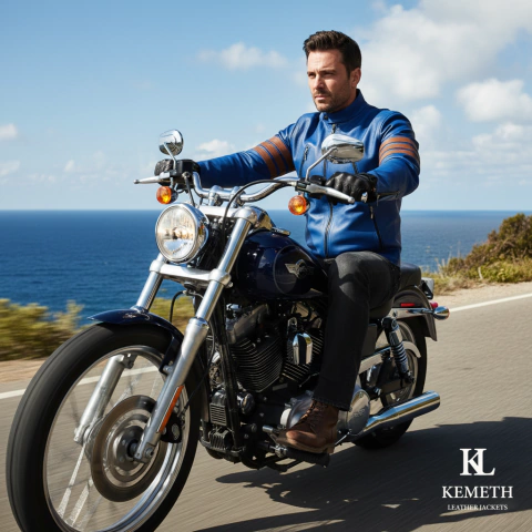 Chaqueta en Cuero para Hombre Estilo Wolverine SPECIAL Blue KL - comprar online