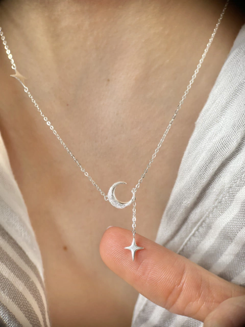 Colar Lua com Estrela Pendente Prata 925 - comprar online