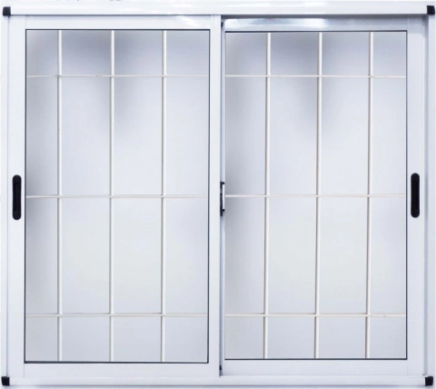 VENTANA VIDRIO CORREDIZA CON REJA. MODERNA