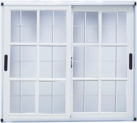 VENTANA CORREDIZA VIDRIO REPARTIDO CON REJA. MODERNA