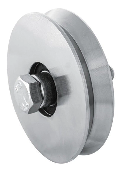 Rueda acero canal "V" con ruleman portón corredizo