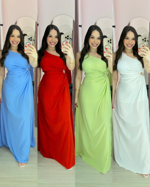 Vestido longo nula manga Bianca - comprar online