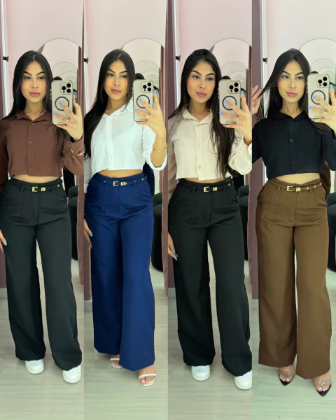 Cropped camisa social de botões viscolinho manga longa - comprar online