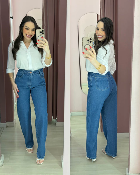 Calça jeans wide leg REF 5380 (sem elastano, forma pequena) - comprar online