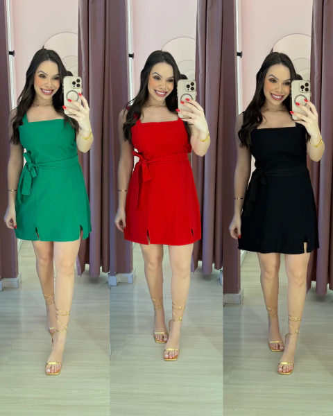 Macaquinho Rafa marrant sensorial com fenda alças largas e cinto de amarrar em tecido - comprar online