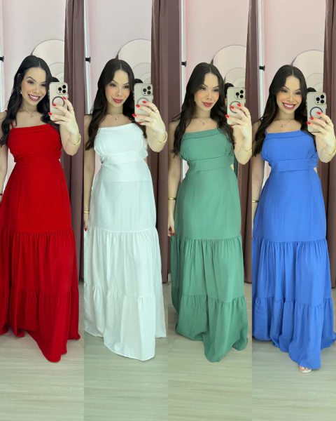 Vestido sensorial longo alcinha com bojo Amora - comprar online