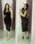 Vestido Aline fluit de poliamida tecido duplo