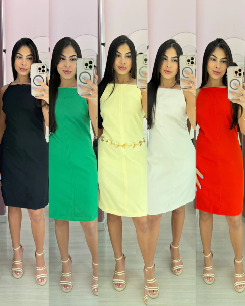 Vestido Tati alfaiataria fechado curto com alcinhas - comprar online