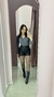 Shorts couro resinado Aline com cinto