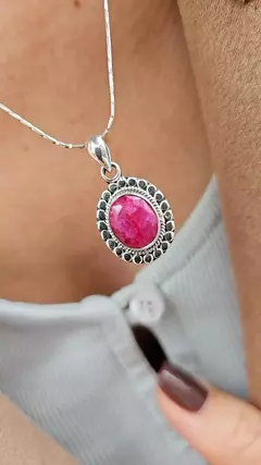 Collar Flower - Raiz de Rubí y Plata 925 - INDIANNA ACCESORIOS