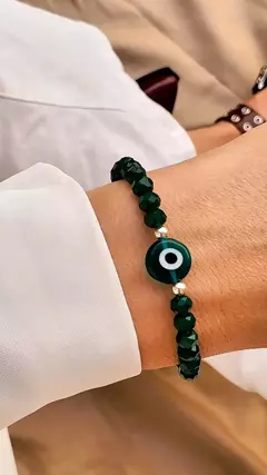 Pulsera Good Vibes Verde Dark - Plata 925