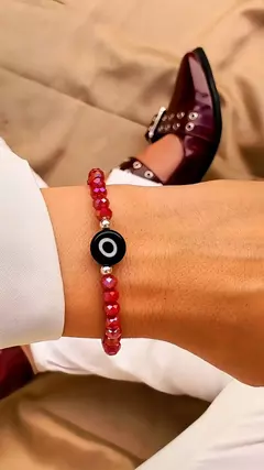 Pulsera Good Vibes Roja Bordo - Plata 925 - INDIANNA ACCESORIOS