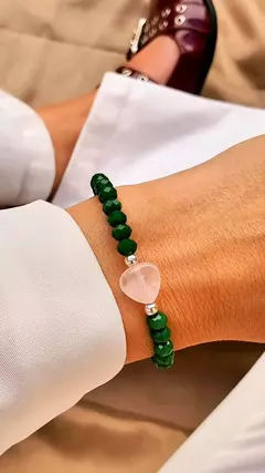 Pulsera Rose Verde - Cuarzo Rosa y Plata 925 en internet