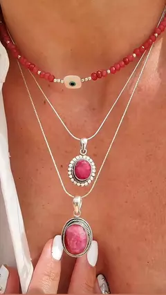 Collar Flower - Raiz de Rubí y Plata 925 - INDIANNA ACCESORIOS