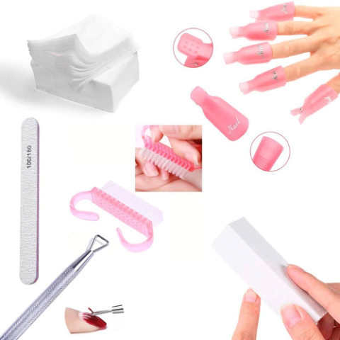 Kit Completo Uñas Removedor Esmalte Semipermanente Manicuria