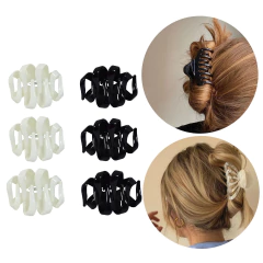 PACK X6 BROCHES DE PELO BLANCOS Y NEGROS