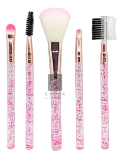 Set X5 Brochas Mango Glitter Pinceles Para Maquillaje