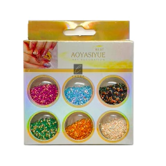 PACK X6 FRASQUITOS GLITTER ESCAMAS SURTIDO