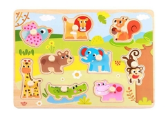 Quebra Cabeça de Encaixe com Pinos - Floresta, +18 meses, 10 peças, Tooky Toys