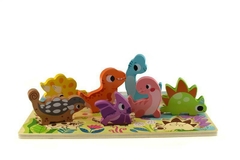 Quebra Cabeça de Encaixe - Dinossauros, Madeira, +12 meses, 8 peças, Tooky Toys - Robótica Toys | Brinquedos Educativos