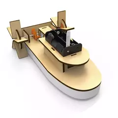 Barco com Hélices de Montagem MDF, Kit de Robótica Educativa