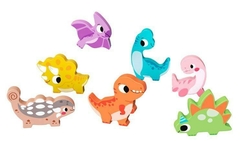 Quebra Cabeça de Encaixe - Dinossauros, Madeira, +12 meses, 8 peças, Tooky Toys