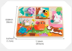 Quebra Cabeça de Encaixe - Animais, Madeira, +12 meses, 8 peças, Tooky Toys na internet