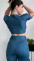 Top Manga Corta "Texture Petrolium" (Petroleo) - LEMUR FIT