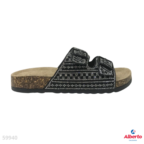 ZUECOS CHOCOLATE 8181-C NEGRO/PLATA