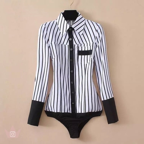 Body listrado manga longa Ref 7024