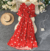 Vestido Midi Estampa de Corações Ref 939