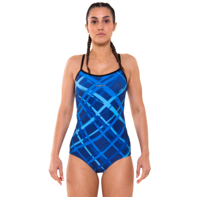 Malla Enteriza Natacion MAREAS CRUZADAS CELESTE