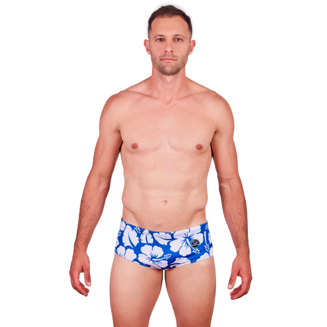 Sunga Ancha Natacion FLOR HAWAIANA AZUL