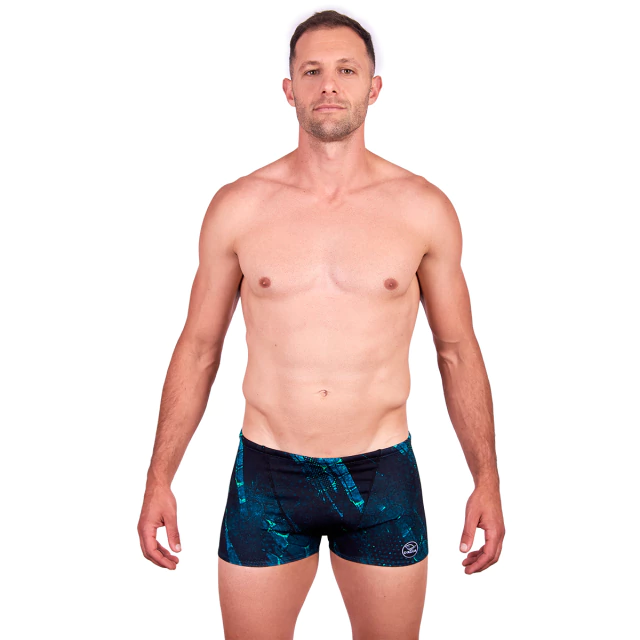 Malla Short Natacion ESCAMAS NEGRA VERDE