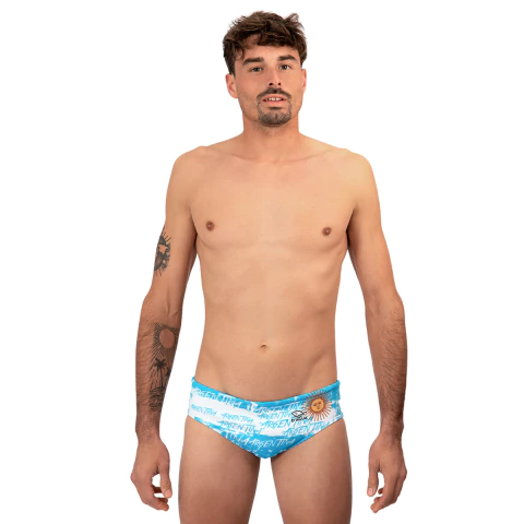 Sunga Slip Natacion ARGENTINA OLA CELESTE - comprar online